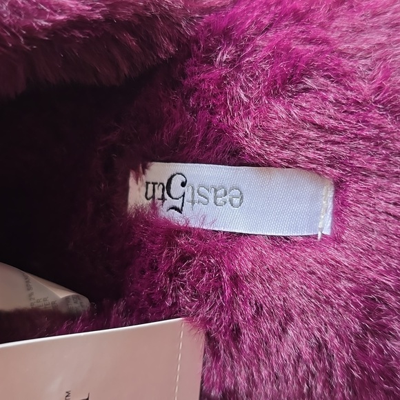 EAST 5TH BRAND WOMENS WINE COLOR RIBBED & FAUX FUR SLIP-ON SLIPPERS SIZE SMALL - Picture 5 of 11